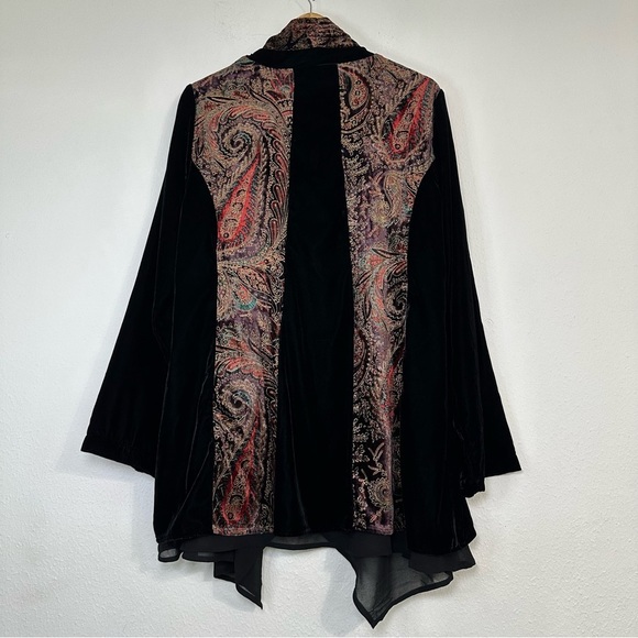 Soft Surroundings Vintage Duster Open Front Boho Velvet Fairy Whimsygoth Print - Picture 3 of 11